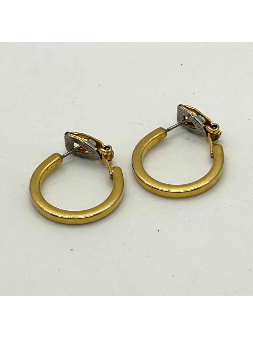 Gold-Tone Hoop Earrings With Omega Closure Hedy Jewelry Pierced Design